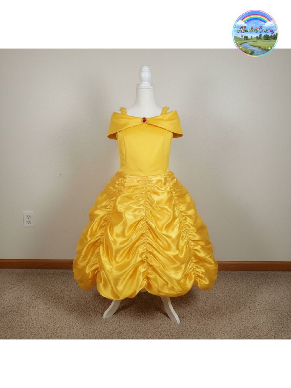 Girls Princess Ball Gown Off Shoulder Satin Costume Dress